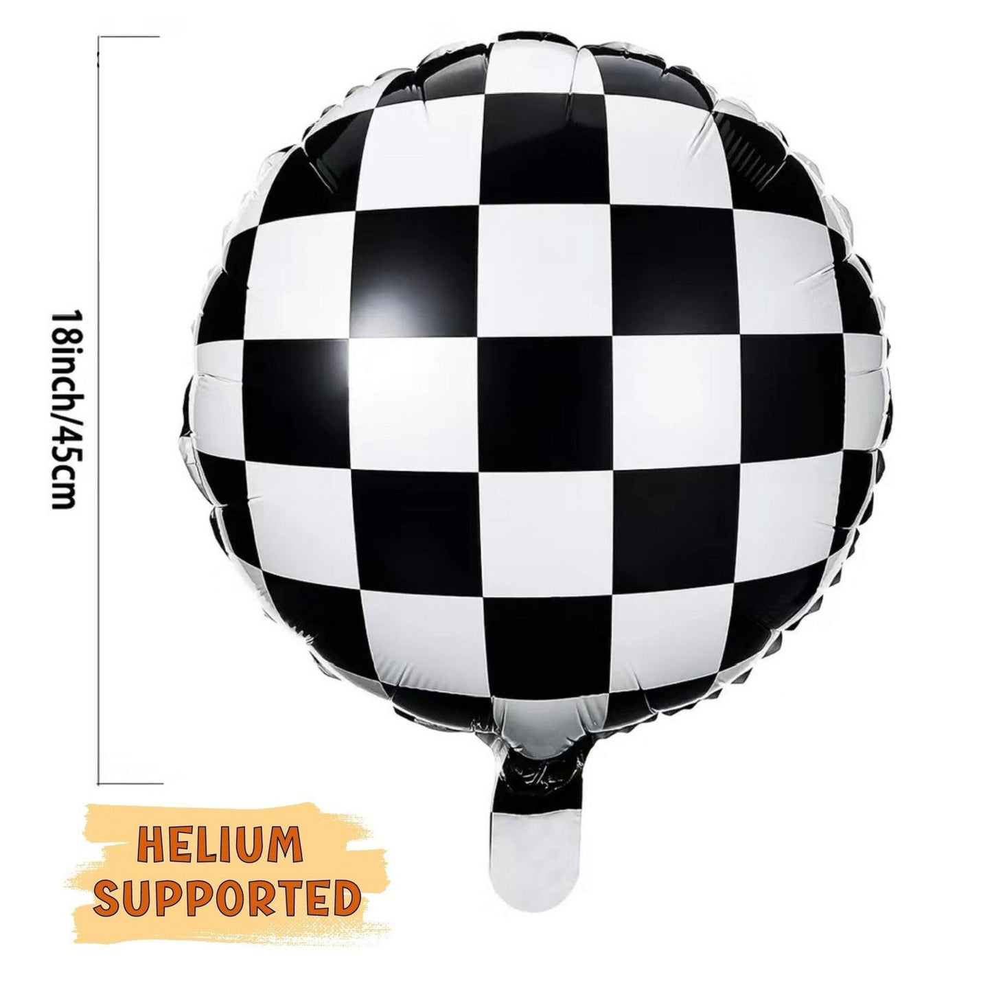 Car Racing Themed  Balloons Set of 5 Balloons - JUMBO Size 18'' - Checkerboard - Tire Balloons - Car Party- Birthday Deco - Helium Supported