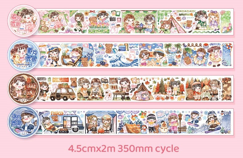 4 Unrepeated Rolls Unrepeated - Crafts WASHI Masking Tape - Journal Scrapbooking Decorative Masking Tape | 5 Themes Options | Birthday Gift