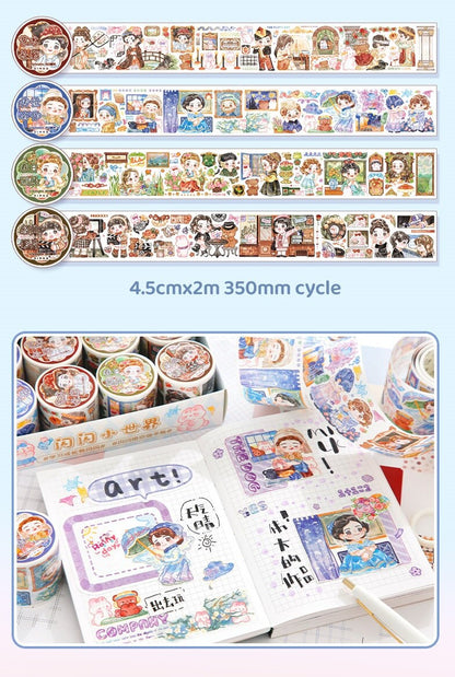 4 Unrepeated Rolls - Art Crafts WASHI Masking Tape - Bullet Journal Scrapbooking Decorative Masking Tape | 5 Themes Options | Birthday Gift