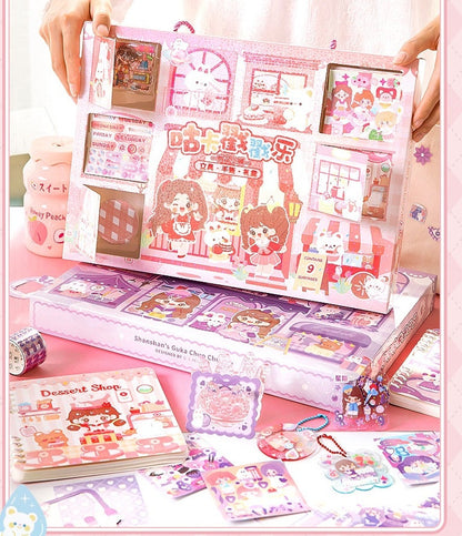Cute Stickers Deluxe Set 10"x14" | Stickers Gift Set | Fashion Shop and Dessert Shop | Scrapbooking Memo Set | Birthday Gift |