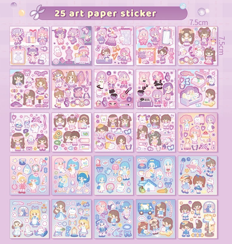 Cute Stickers Deluxe Set 10"x14" | Stickers Gift Set | Fashion Shop and Dessert Shop | Scrapbooking Memo Set | Birthday Gift |