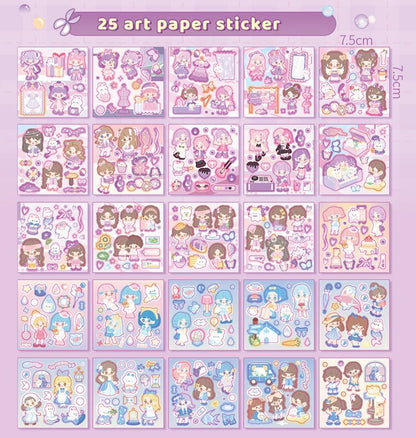 Cute Stickers Deluxe Set 10"x14" | Stickers Gift Set | Fashion Shop and Dessert Shop | Scrapbooking Memo Set | Birthday Gift |