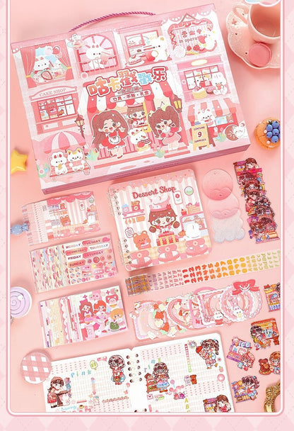 Cute Stickers Deluxe Set 10"x14" | Stickers Gift Set | Fashion Shop and Dessert Shop | Scrapbooking Memo Set | Birthday Gift |