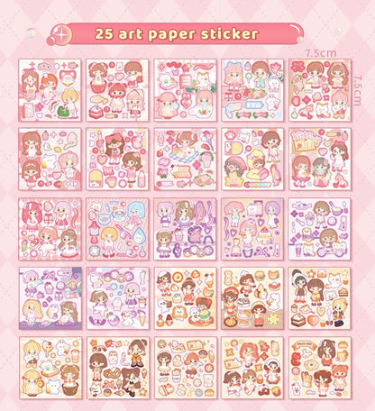 Cute Stickers Deluxe Set 10"x14" | Stickers Gift Set | Fashion Shop and Dessert Shop | Scrapbooking Memo Set | Birthday Gift |