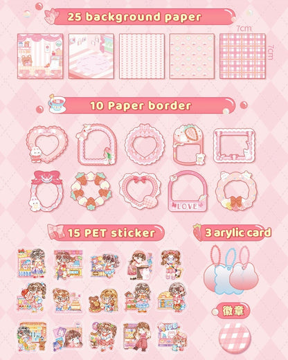 Cute Stickers Deluxe Set 10"x14" | Stickers Gift Set | Fashion Shop and Dessert Shop | Scrapbooking Memo Set | Birthday Gift |