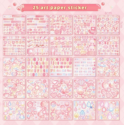 Cute Stickers Deluxe Set 10"x14" | Stickers Gift Set | Fashion Shop and Dessert Shop | Scrapbooking Memo Set | Birthday Gift |