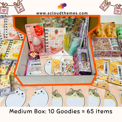 200+ pcs Stationery Gift Box Bundle | Random Selected Notebooks, Washi Tape, Sticky Notes, Stickers, Pens, Pencils, Erasers, Whiteout, Memo