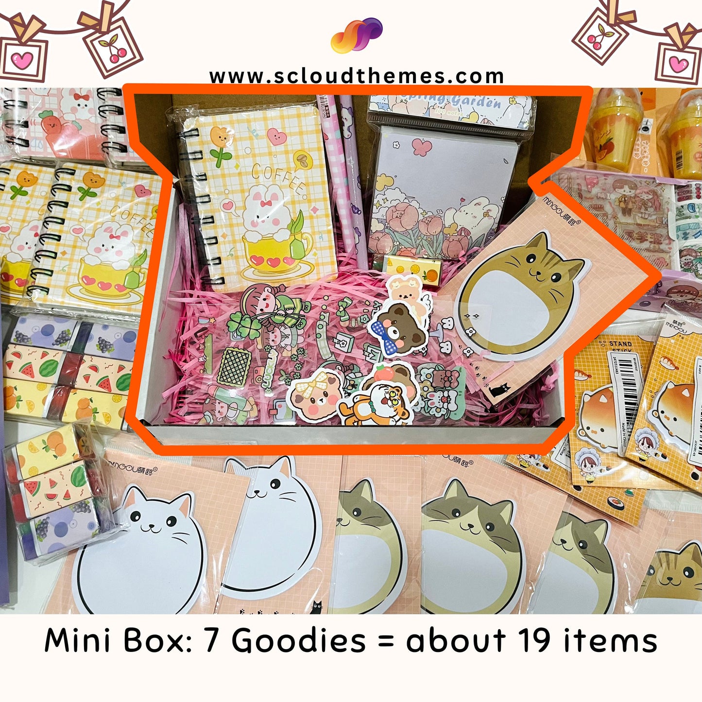 200+ pcs Stationery Gift Box Bundle | Random Selected Notebooks, Washi Tape, Sticky Notes, Stickers, Pens, Pencils, Erasers, Whiteout, Memo