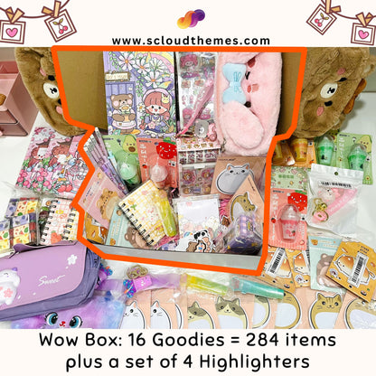 Custom Stationery Gift Box Bundle | Mystery Box of Notebooks, Washi Tape, Sticky Notes, Stickers, Pens, Pencils, Erasers, Whiteout, Memo