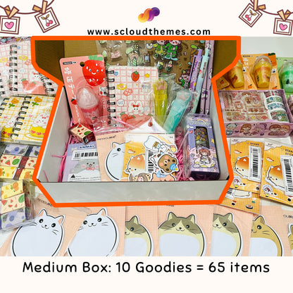 Stationery Gift Box Bundle |  Kawaii Notebooks, Washi Tape, Sticky Notes, Stickers, Pens, Pencils, Erasers, Whiteout, Memo | Gift for her