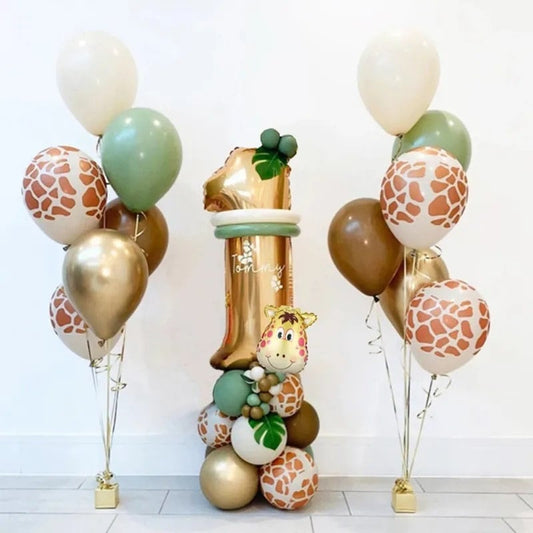 Safari Animals Birthday Balloon DIY Kit - Sage Green Party Decoration - Baby shower Party - First Birthday - Giraffe Balloon - Baby Shower