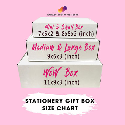 Custom Stationery Gift Box Bundle | Mystery Box of Notebooks, Washi Tape, Sticky Notes, Stickers, Pens, Pencils, Erasers, Whiteout, Memo