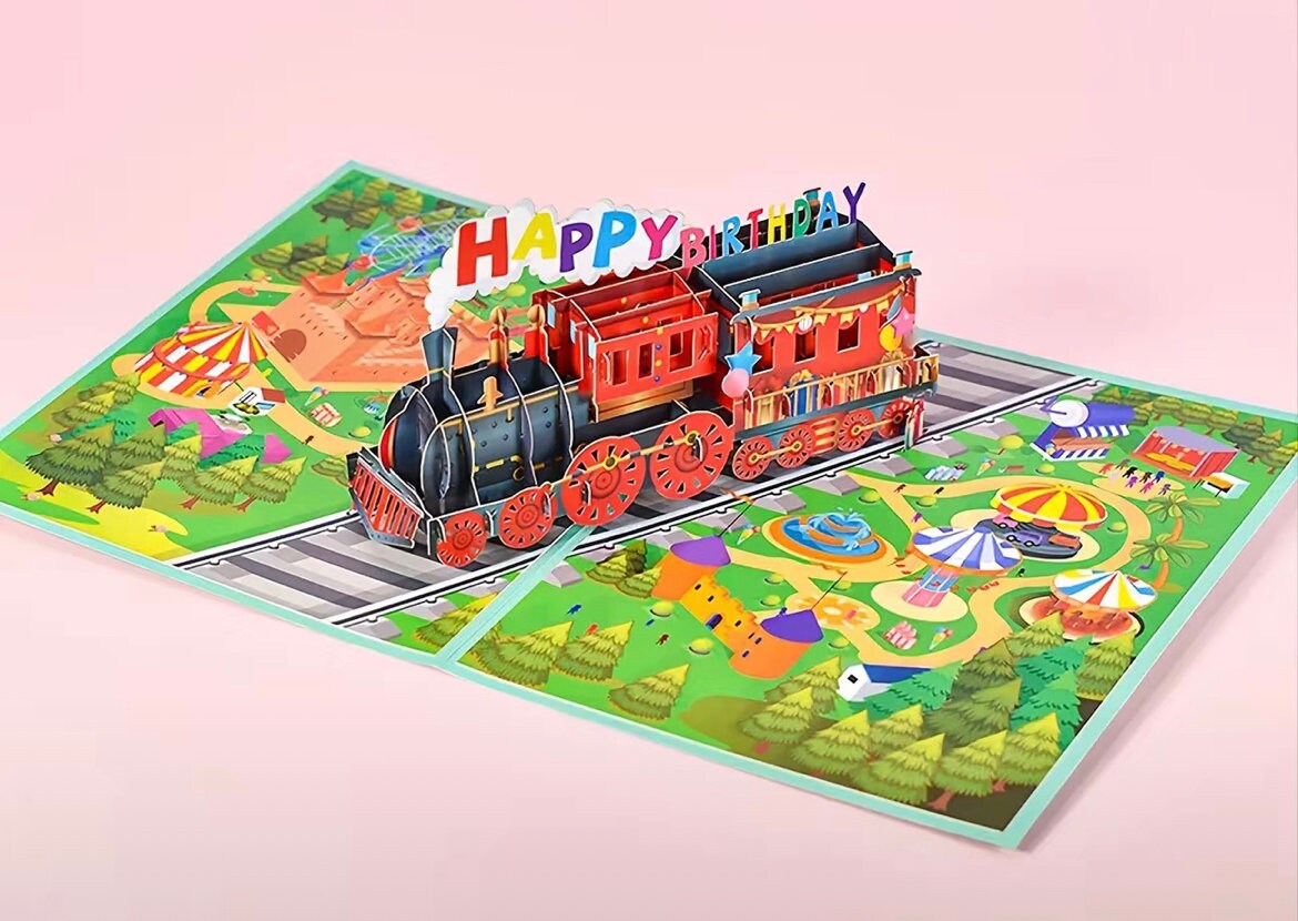 Train Birthday Pop Up Card | 3D Card | Greeting Card | Thank You Cards | Birthday Card | Mothers Day Card | Anniversary Card