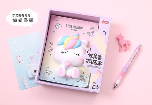 3D Squishy Unicorn Decompression Notebook | 6''x8'' 200 pages | Cute Cartoon Notebook | Kid School Notebook | Birthday Gift | Animal Journal