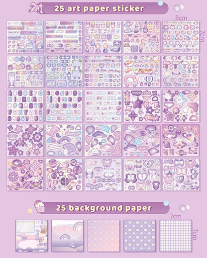 Cute Stickers Deluxe Set 10"x14" | Stickers Gift Set | Fashion Shop and Dessert Shop | Scrapbooking Memo Set | Birthday Gift |