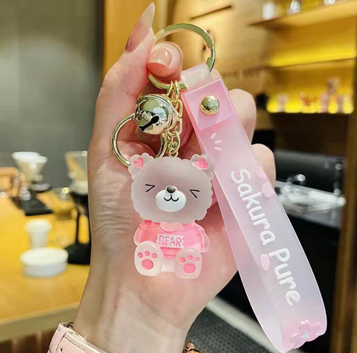 Kawaii Frappucino Keychain | Kawaii Pink Bunny Keychain | Cafe Latte Frappucino Key Ring | Donut Keychain | Pink Teddy Bear  Keychain