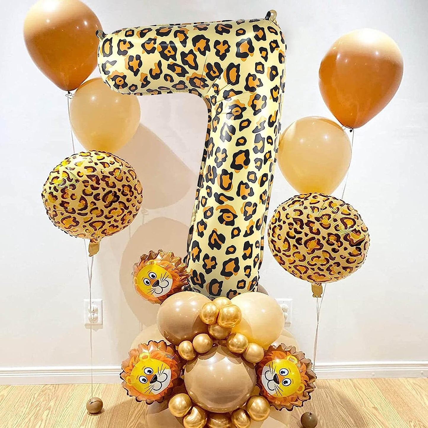 Animal Birthday Theme Number Foil Balloons JUMBO 32 '' for Wild One, Wild two birthday, Leopard, Jaguar Print Balloons | Jungle Balloons