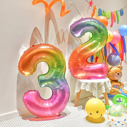 Rainbow Number Balloons JUMBO 40'' for Kid Birthday Party | Jell-O Number Balloon | Colorful Number Birthday Balloon | Rainbow Balloon