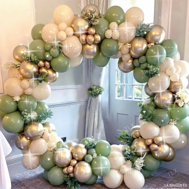 Trendy Boho Chic Style Gold, Olive, and Cream Balloon Garland DIY Kit - 150 pcs Olive Cream Gold Latex Balloons - Babyshower, Birthday