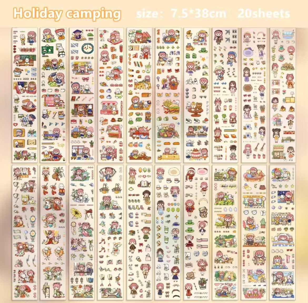 600+ stickers in 20 sheets/ pack | Sakura Stickers | Camping Stickers | DIy Sticker Sheets | Gift for girl | Stationery Gift set | Notes