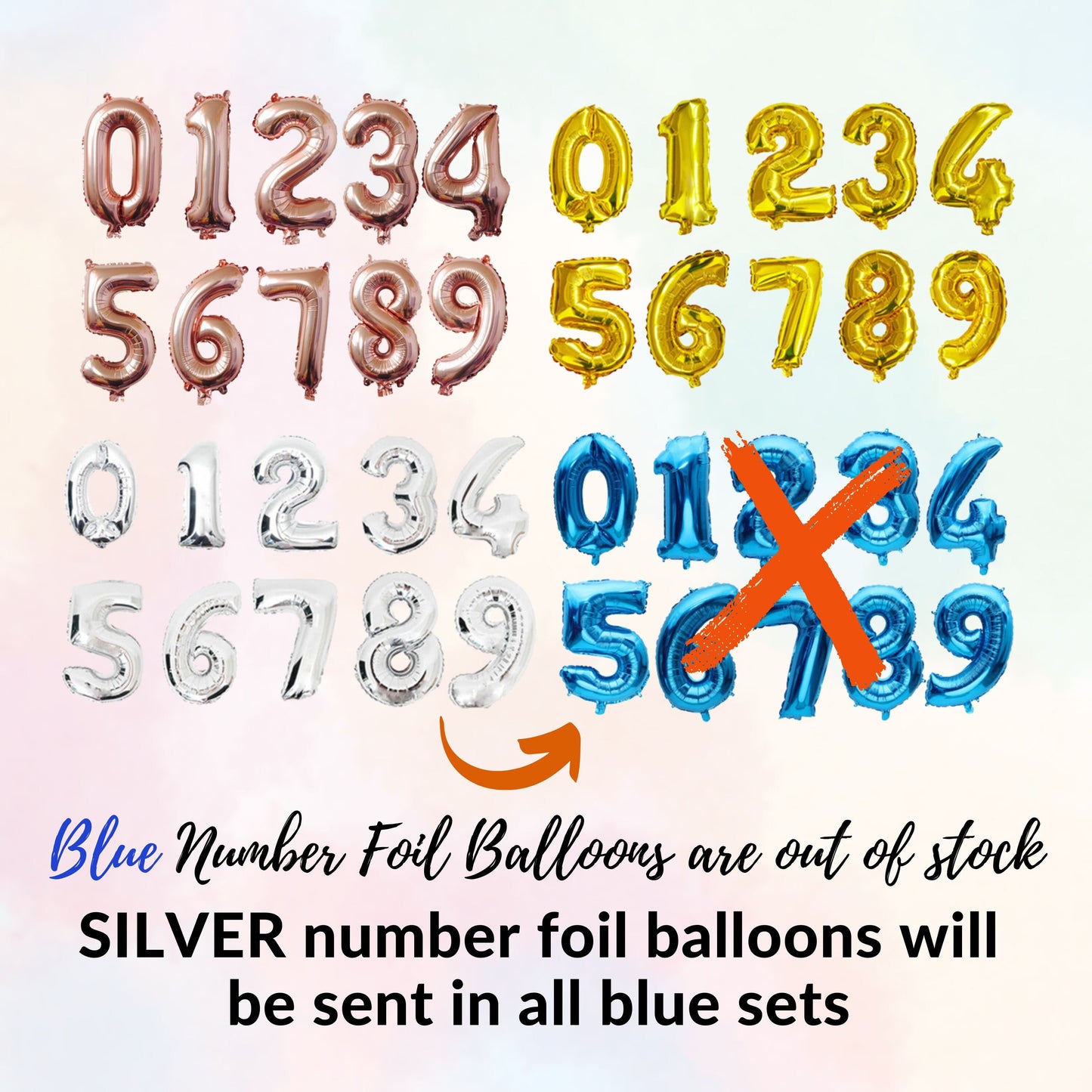 Any Number Happy Birthday Balloon DIY Kit |  Preset Balloons set | White, Rose Gold, Blue, Silver or Gold Choice + Star Balloons + Curtains