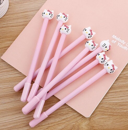 Hello Kitty Pens | Black Ink Ball Pen Sets | Cute Pen Stationery Set for kids and Hello Kitty lovers | Birthday Gift for her | Kawaii Pens