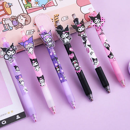 6 pcs Kuromi Gel Pens, Black In Gel Ball Pen, Stationery Back to School, Kawaii Pens , kid stationery pen set, Kuromi Lover Gift, Sanrio