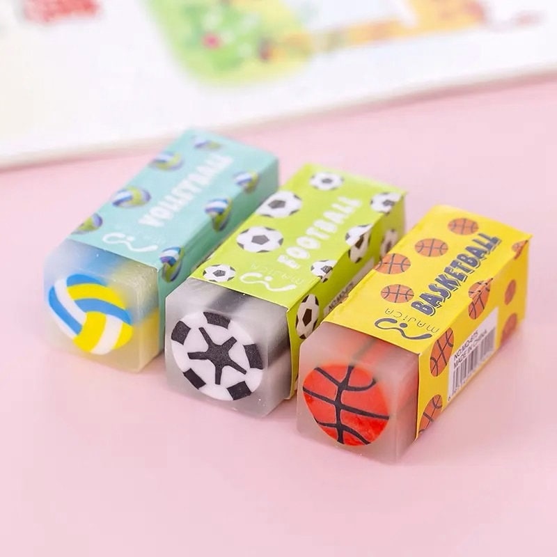 3 pcs Cute Erasers Set  | 3 themes Sport, Dinosaurs, Fruits |