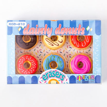 6 pcs cute donut erasers set | Kids Eraser | Teach Gift | Promotion Gift | Graduation Gift | Food Lovers Gift | Stationery Erasers