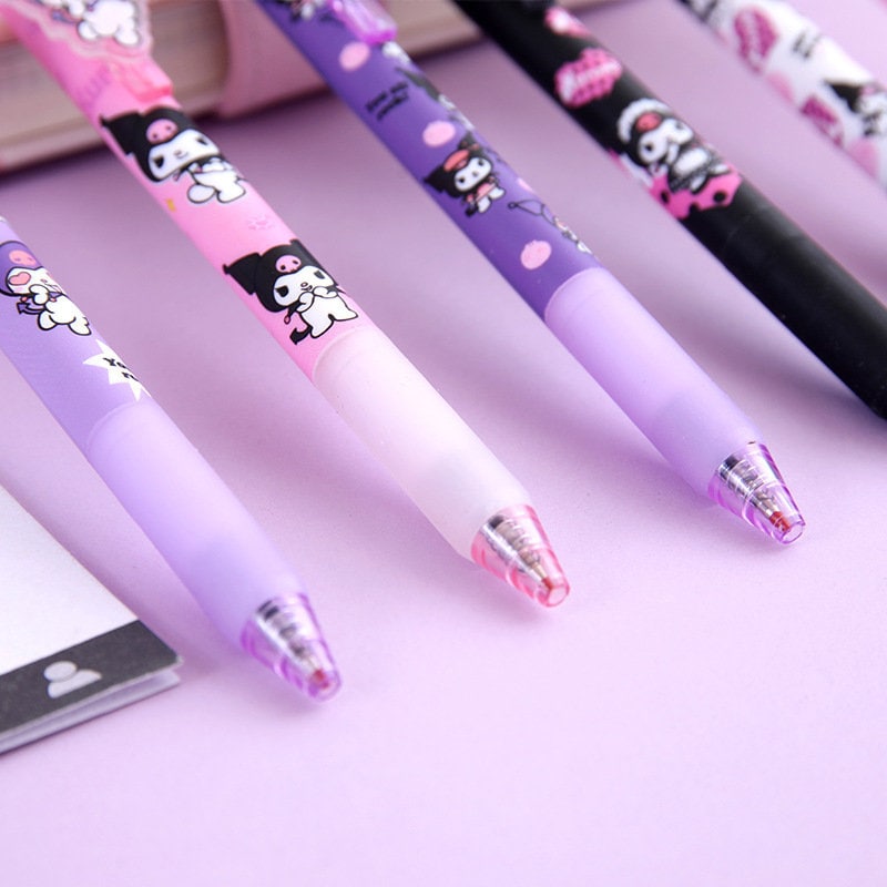 6 pcs Kuromi Gel Pens, Black In Gel Ball Pen, Stationery Back to School, Kawaii Pens , kid stationery pen set, Kuromi Lover Gift, Sanrio