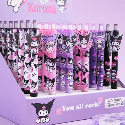 6 pcs Kuromi Gel Pens, Black In Gel Ball Pen, Stationery Back to School, Kawaii Pens , kid stationery pen set, Kuromi Lover Gift, Sanrio