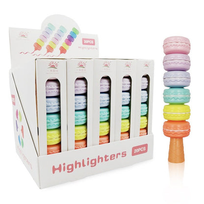 6 pcs Cute Macaron Stackable Highlighters Set | Pastel Rainbow Highlighter Pens for Journals | Teacher Gift | School Supplies