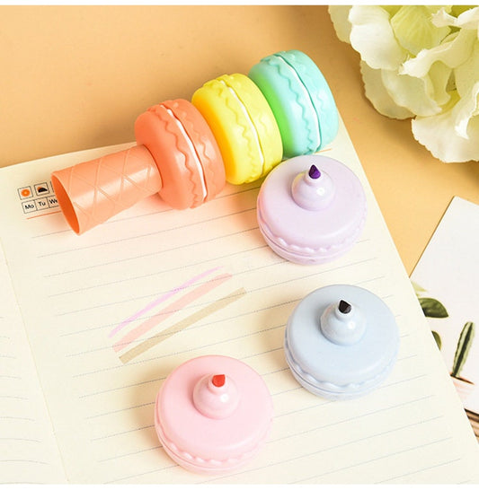 6 pcs Cute Macaron Stackable Highlighters Set | Pastel Rainbow Highlighter Pens for Journals | Teacher Gift | School Supplies