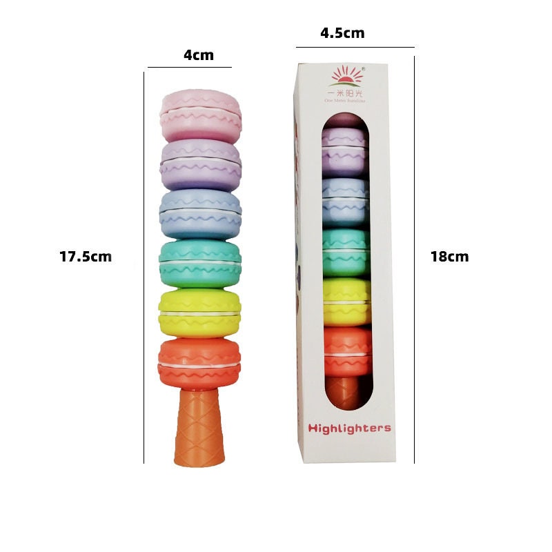 6 pcs Cute Macaron Stackable Highlighters Set | Pastel Rainbow Highlighter Pens for Journals | Teacher Gift | School Supplies