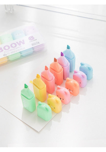 Bear highlighter 6 pens set | Cute bear pens for school | Adorable animal shaped highlighters | Chisel tip bear highlighters school supplies