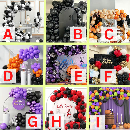 Hallloween DIY Balloon Garland Kit Vol.1 -  Purple, Red, Green, Black, Silver, Orange Balloon Garland Kits