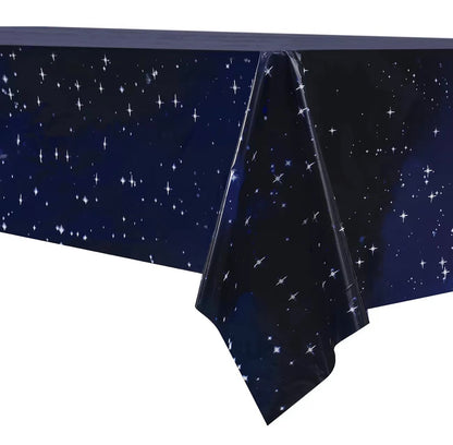 Space, Astronaut-Themed Party Disposable Tablecloth - 54''x 108' - Space Birthday Theme Decoration