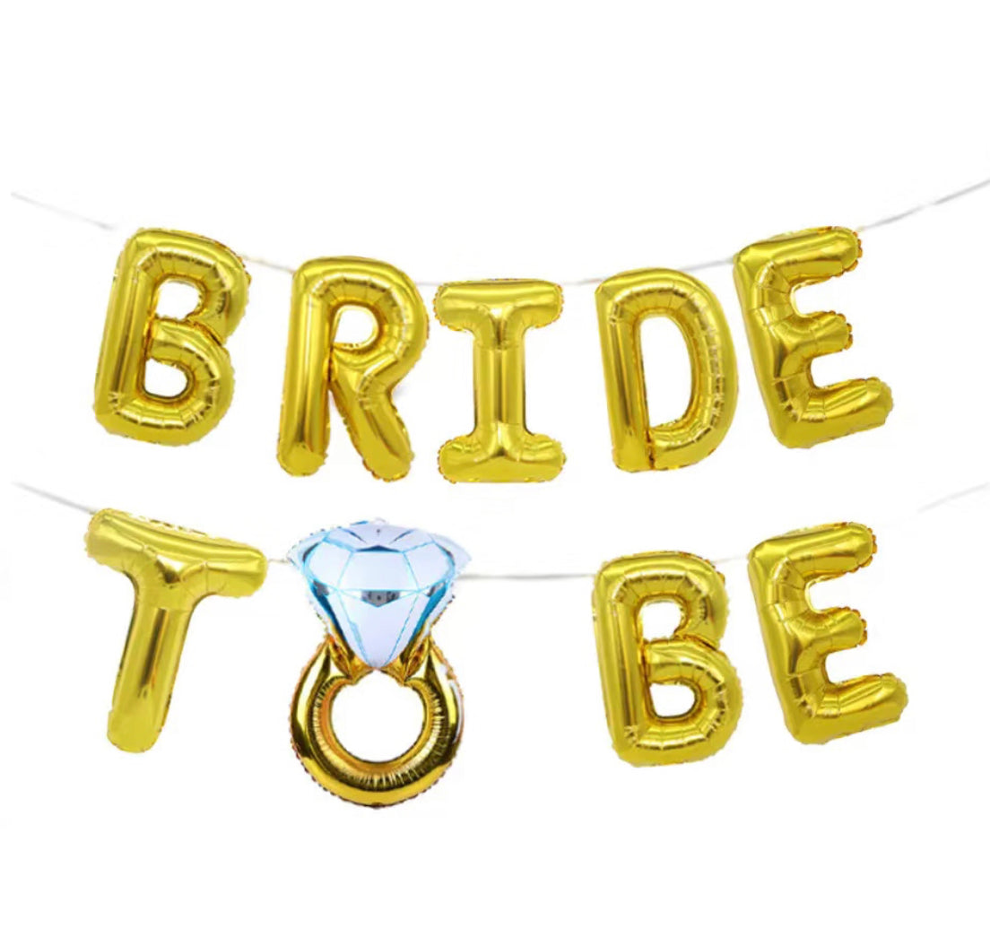 Bride To Be Foil Gold Balloon Letter Set - 16" - Gold Foil Balloons