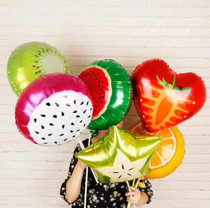 Summer Fruit Balloons ( Random Balloons ) for Tutti Fruity Theme Party - Tropical Fruit Balloons 18''-  Set Of 6 Random Fruit Balloons in this collection - Helium Supported