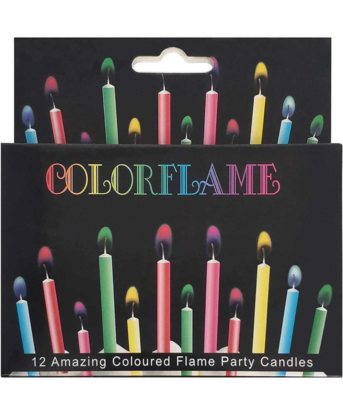 Colorful Flame Happy Birthday Candles Set - 12 pcs - Can Be Used As Cake Toppers