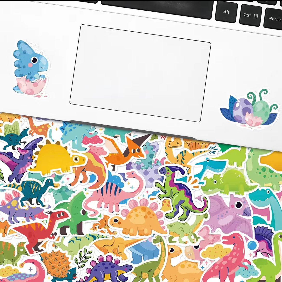 Dinosaur Stickers Pack - 50 pcs - Cartoon Style 2 - Gifts & Birthday Favors - Dino Stickers For Notebooks, Hydro flasks, Helmets, Laptops, Skateboards