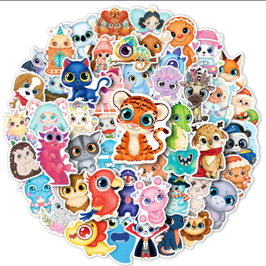 Animal Stickers Pack - 50 pcs - Style 1 - Gifts & Birthday Favors - Animal Collection Vinyl Stickers For Notebooks,  Helmets, Laptops, Skateboards