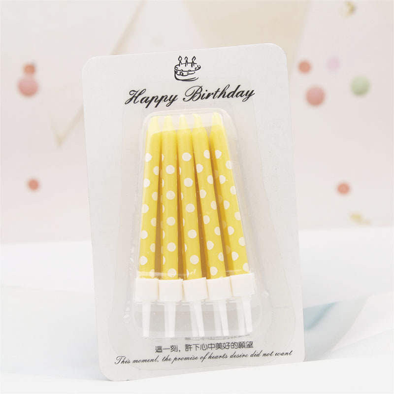 Yellow Happy Birthday Candles Set - 10 pcs - Can Be Used As Cake Toppers