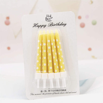 Yellow Happy Birthday Candles Set - 10 pcs - Can Be Used As Cake Toppers