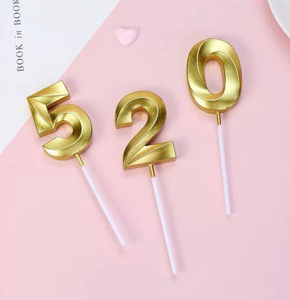 Gold Twist Happy Birthday Candles / Number Candles Can Be Used As Cake Toppers