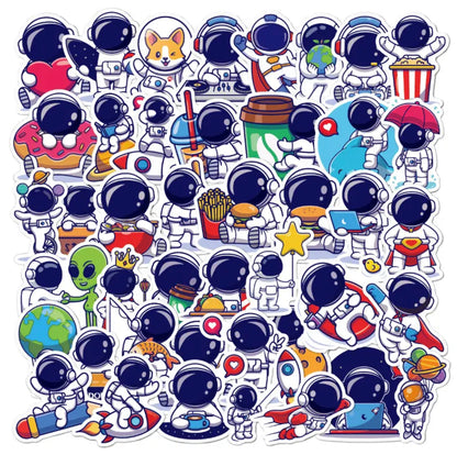 Space, Astronauts, UFO, Rockets Stickers Pack - 50 pcs - Food Lovers Style - Gifts & Birthday Favors - Space Theme Vinyl Stickers For Notebooks, Hydro Flasks, Helmets, Laptops, Skateboards