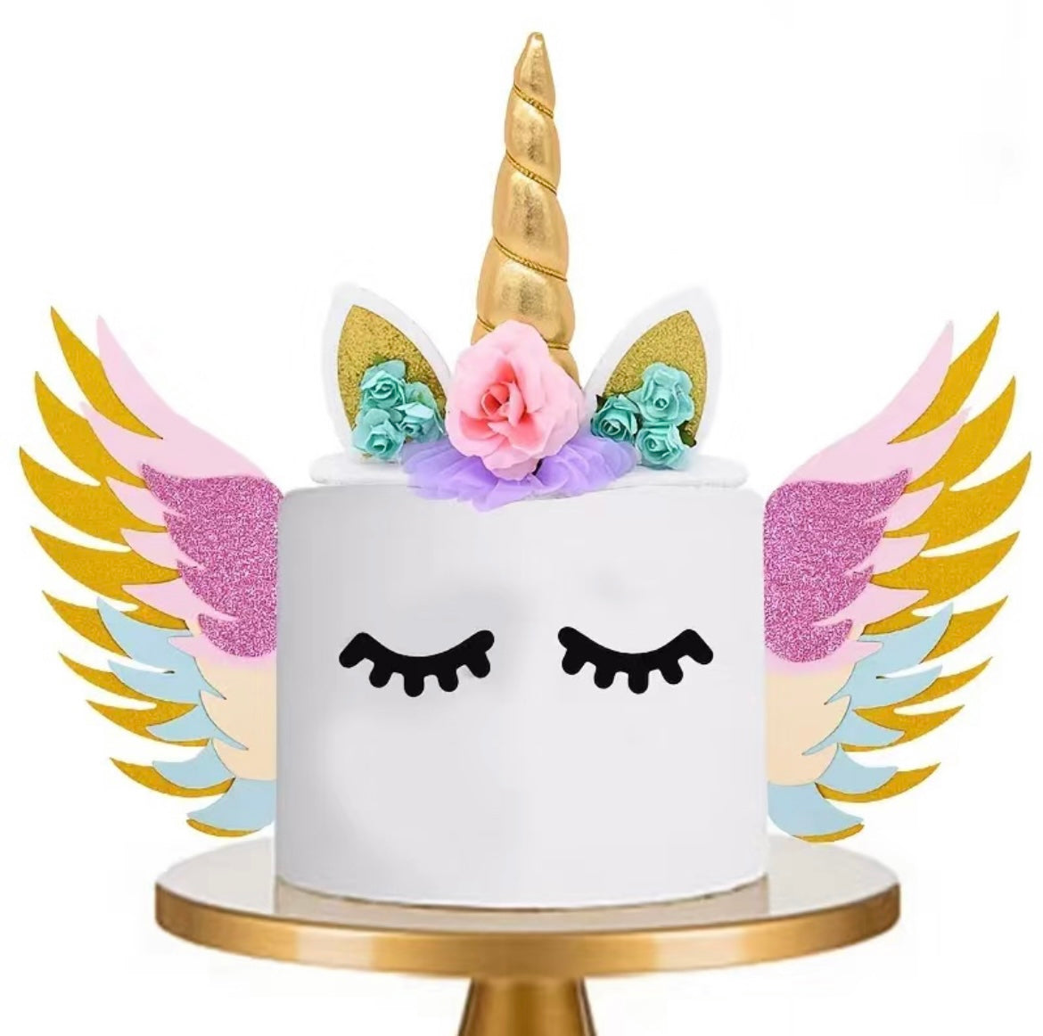 Unicorn Queen With Rainbow Swing Cake Topper Kit - 4 Pcs - Unique And Adorable Design For Unicorn-themed Birthday Party