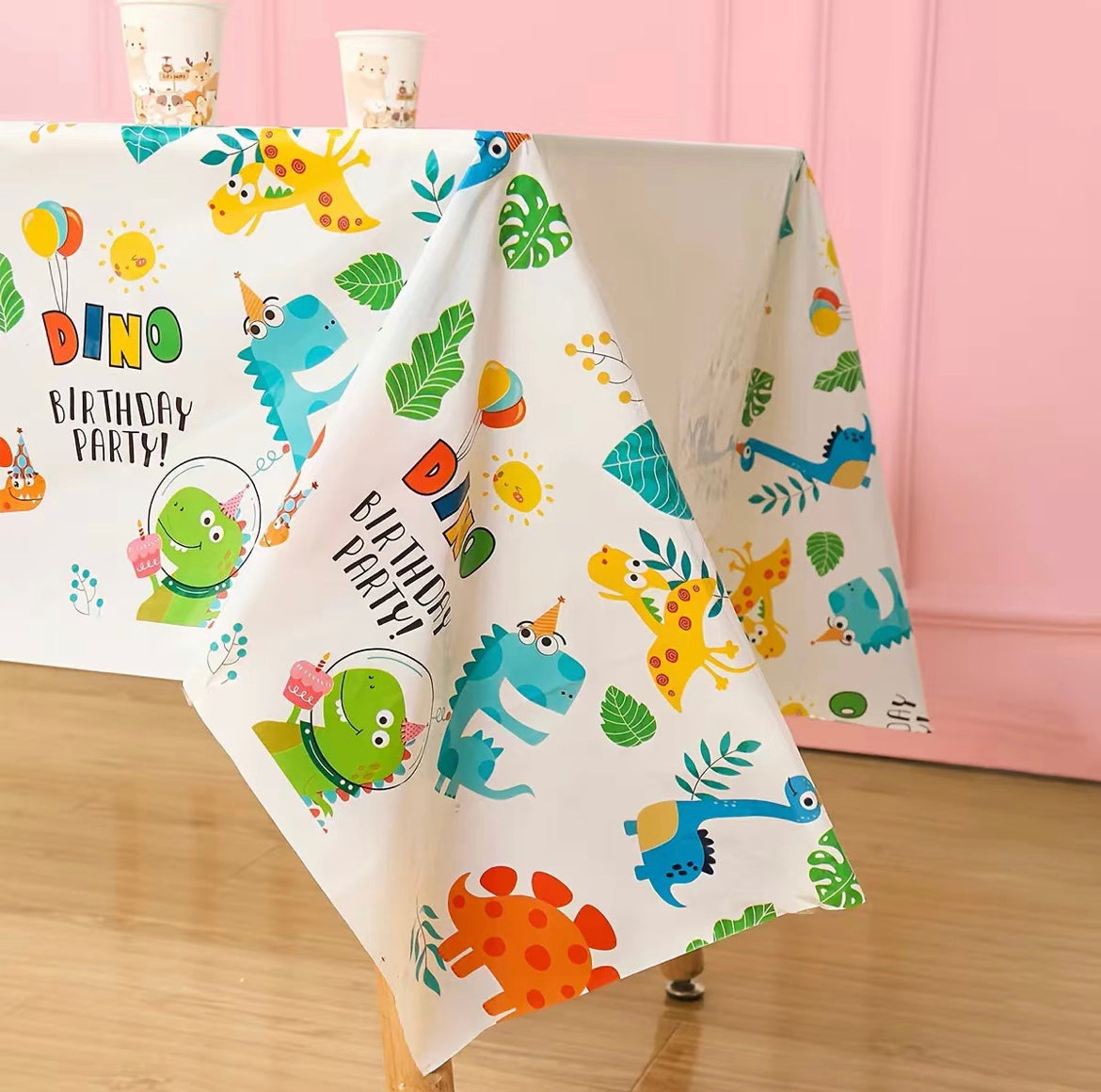 Dinosaur Party Table Cloth -  Disposable Waterproof Table Cover 86'' x 51''