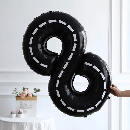 Car Racing Theme Party Balloon Garland - 106 pcs - Black Number Balloon Of Choice - Car Racing Themed Birthday / Baby Showers Decoration - Helium Supported