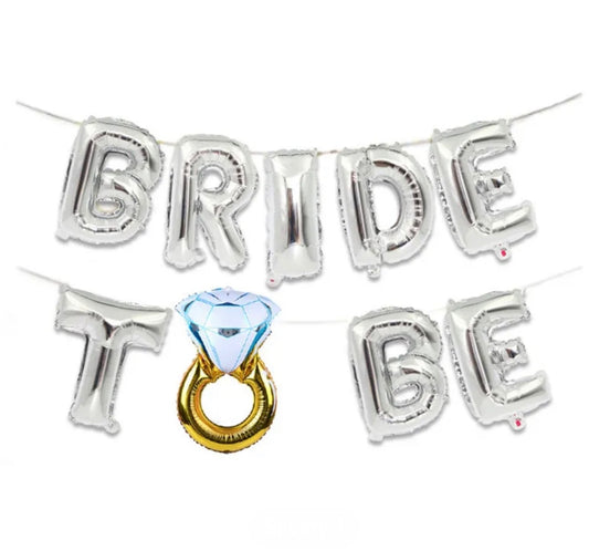 Bride To Be Foil Silver Balloon Letter Set - 16" - Silver Foil Balloons